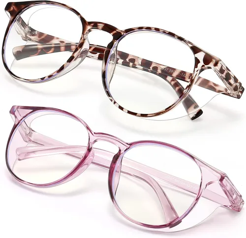 Miniatura 7 de 2 pares de gafas de seguridad anti niebla, gafas de protección azul, bloqueo de luz azul para hombres mujeres
