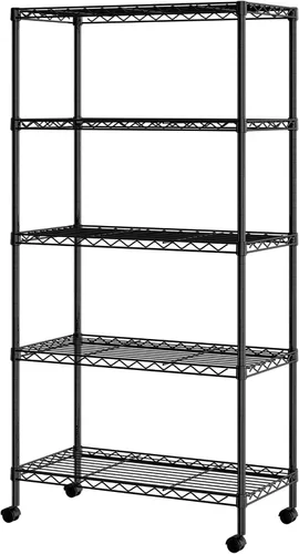Miniatura 6 de Seville Classics Unidad de Almacenamiento de Estantería de Alambre de Acero Sólido con Estantes Ajustables, Estante Organizador, para el Hogar, Negro