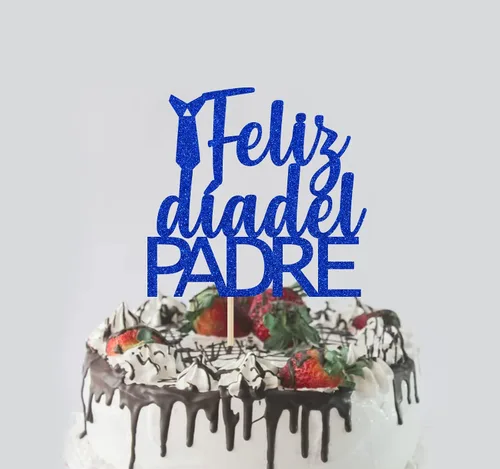 Miniatura 3 de Decoración de pastel de Feliz Día del Padre para decoración del día del padre, suministros de fiesta de cumpleaños de papá con purpurina azul