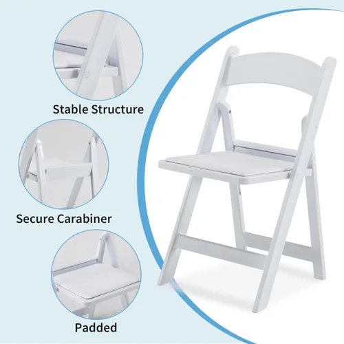 Miniatura 4 de KAIHAOWIN Paquete de 4 sillas plegables de resina, sillas plegables con asiento acolchado de vinilo para interiores y exteriores, para eventos