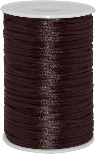 Miniatura 8 de Rollo de cuerda de satén de nailon de calidad de 0.079 in x 100 yardas, Kumihimo Rattail, nudo chino (negro)