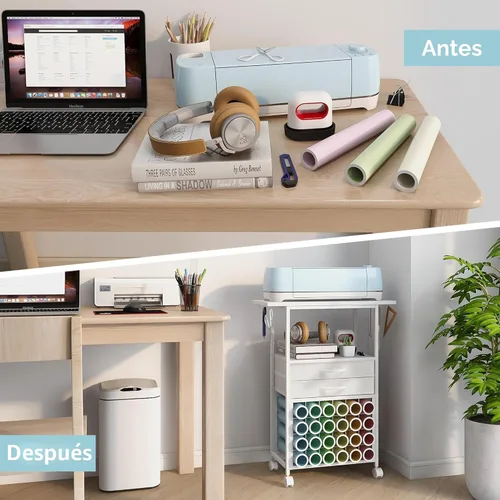 Miniatura 7 de VENNQD Organizador y soporte de almacenamiento compatible con máquinas Cricut, carrito de almacenamiento rodante/estante con 24 soportes de rollo