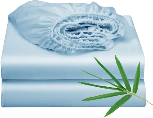 Miniatura 9 de Paquete de 2 sábanas bajeras ajustables refrescantes de viscosa de bambú, tamaño individual únicamente, 400 número de hilos, bolsillo profundo de 16