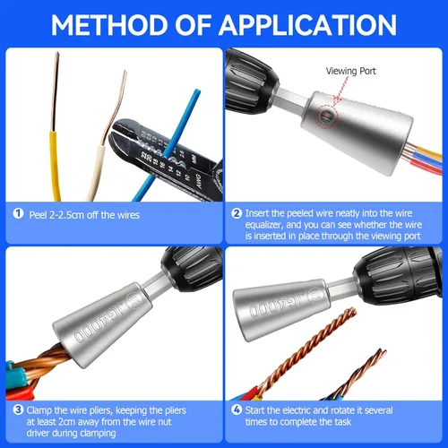 Miniatura 6 de Conector de tuerca de alambre premium, vástago de acero inoxidable, herramienta de torsión de cable duradero para taladro eléctrico (2 unidades)