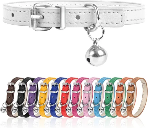 Collar de perro XXS para Teacup, collar de perro Teacup ajustable para perros pequeños, medianos y grandes, 3/8 pulgadas de ancho (blanco, XXS)