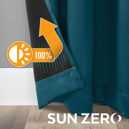 Miniatura 6 de Sun Zero Nordic Juego de 2 paneles de cortinas 100 % opacas con ojales, calidad de teatro, 52 x 96 pulgadas, verde azulado