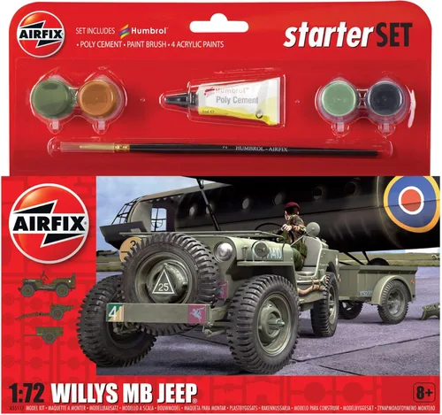Miniatura 7 de Airfix Model Tank - A55117A - Juego de regalo colgante - Willys MB Jeep, kits de modelos de plástico para adultos y niños de 14 años en adelante