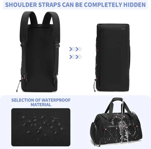 Miniatura 5 de Bolsa de gimnasio para mujer, bolsa de viaje deportiva de 40 L, mochila de gimnasio con compartimento para zapatos, bolsa de mano para fines