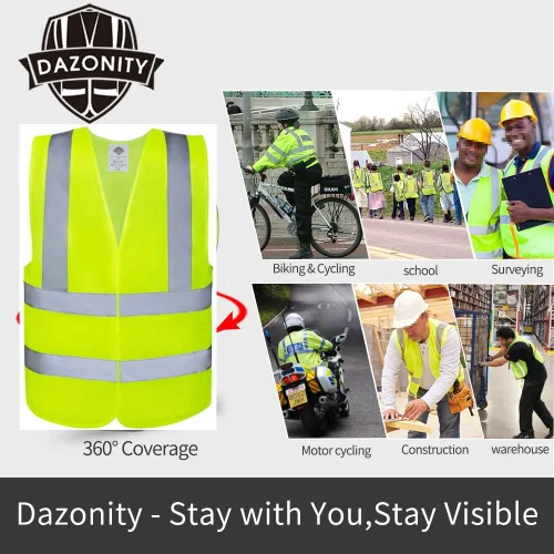 Miniatura 4 de Dazonity Chalecos de seguridad, alta visibilidad, reflectante y tira de alta visibilidad, para hombres y mujeres, trabajo, ciclismo, carretera