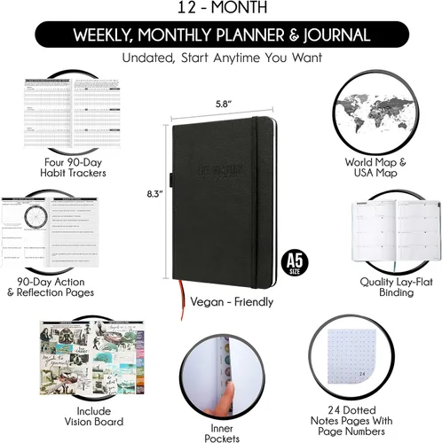 Miniatura 2 de Planificador de vida y objetivos - Un viaje de 12 meses para alcanzar tus metas, aumentar la productividad, la pasión, el éxito y la felicidad