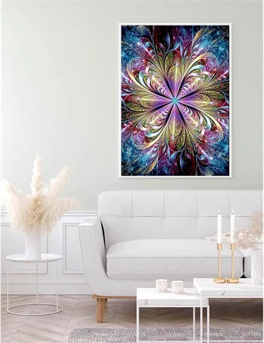 Miniatura 2 de Kits de pintura de diamantes de mandala 5D para adultos, kit de arte de diamantes de flor de fantasía para principiantes, 12 x 16 pulgadas, kits