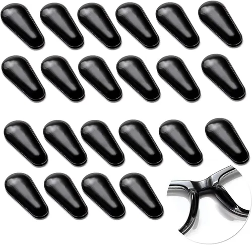 12 pares de almohadillas adhesivas para la nariz, forma de gota de agua, silicona suave antideslizante, almohadillas adhesivas para la nariz, Negro
