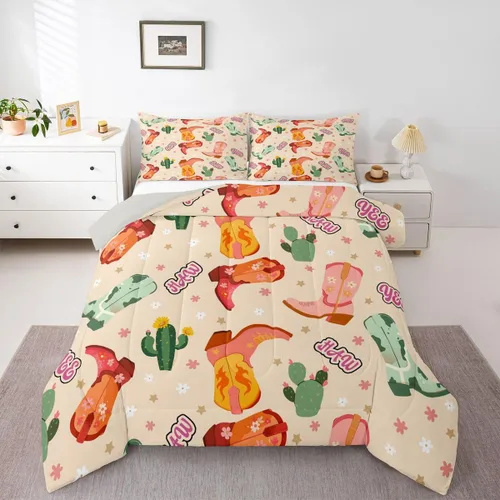 Miniatura 24 de Erosebridal Western Cowgirl Twin Bedding Set Western Cowboy Comforter Set for Kids Girls Horseshoe Boots Southwestern Comforter Wild West Cactus