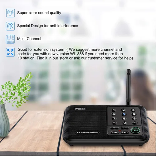 Miniatura 2 de Wuloo Intercomunicadores inalámbricos para el hogar de 1 milla (5280 pies) Rango 10 - Canal, sistema de intercomunicación inalámbrico para el hogar