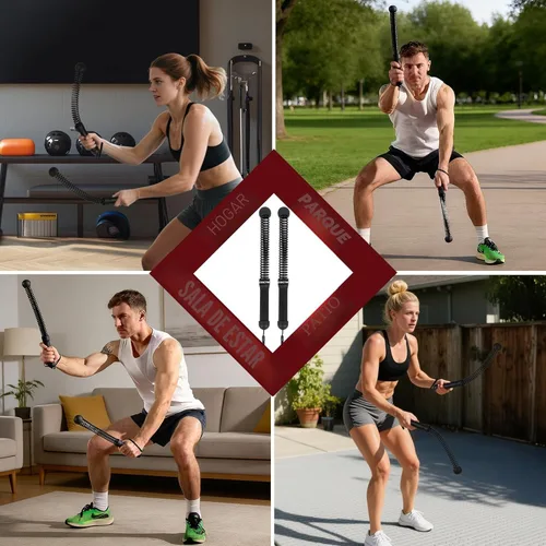 Miniatura 7 de Weighted Ropeless Battle Ropes, Heavy Duty Portable Cordless Battle Ropes for Home Gym with Poster, Exercise Ropes for Strength Building, Cardio