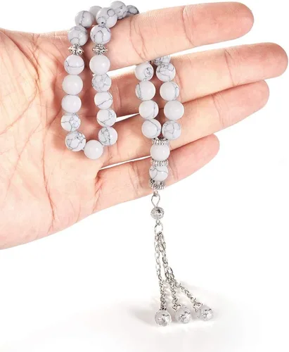 Miniatura 7 de Tapete de oración musulmana – Alfombra gruesa acolchada para hombres y mujeres con cuentas islámicas para viajes Eid Ramadán, suave y lujoso (azul)