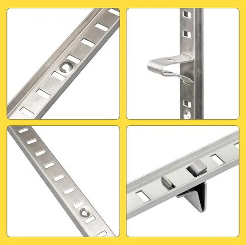 Miniatura 4 de Soporte de Estante Ajustable de 40 Pulgadas Paquete de 8 Plateado Tiras de Pilastra para Estante Riel de Estante Pista de Estante Estantes de Pared