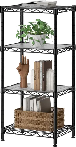 Miniatura 16 de SINGAYE Estante de almacenamiento ajustable de 6 niveles, estantería de alambre, estantes de metal, organizadores de pie para armario, baño, Negro