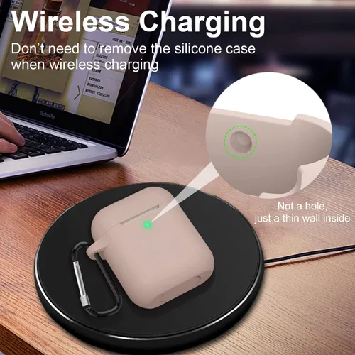 Miniatura 7 de Estuche de silicona para AirPods, estuche protector compatible con Airpods Serie 2 y 1 (no para estuche de carga inalámbrica)