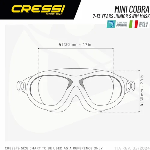 Miniatura 5 de Cressi Comfortable Swim Mask for Young aged from 7 to 15 ideal for pool and outdoor - Mini Cobra: made in Italy Claro/rosa