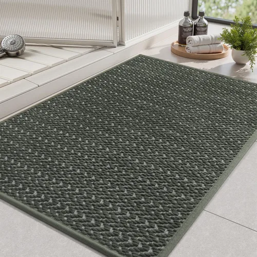 Miniatura 16 de AMOAMI Tapete de baño fino, súper absorbente, antideslizante, parte trasera de goma, tapetes de baño para baño, secado rápido, superficie