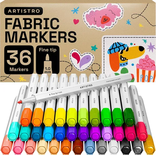 Miniatura 16 de ARTISTRO 5 marcadores de tela negros de doble punta – Kit de decoración de tela – Permanente para ropa – Bolígrafos de pintura acrílica para tenis