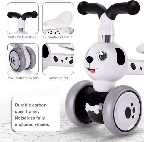 Miniatura 5 de YGJT Juguetes de bicicleta de equilibrio para bebés de 1 año, regalos de cumpleaños para niños y niñas, ruedas silenciosas y andador para bebés sin