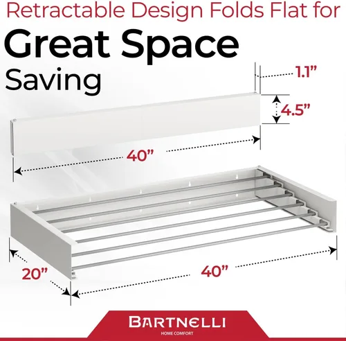 Miniatura 3 de Bartnelli Estante de secado de ropa montado en la pared para ropa Fabricado en Europa con diseño plegable patentado para una máxima eficiencia