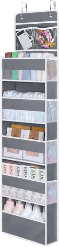 Miniatura 7 de Univivi Organizadores colgantes para colgar sobre la puerta, armario de guardería, armario de almacenamiento para bebés con 4 compartimentos Beige