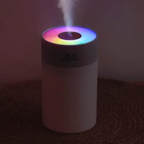 Colorido humidificador de 8.8 fl oz, fuente de alimentación USB, con LED de 7 colores, humidificador de aire, mini humidificador de aire, puede