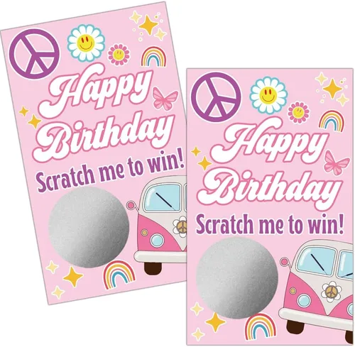 Miniatura 7 de Haizct 50 tarjetas rascadoras de feliz cumpleaños 40, juego retro para raspar de radio para amantes de la música, suministros de fiesta de regreso a
