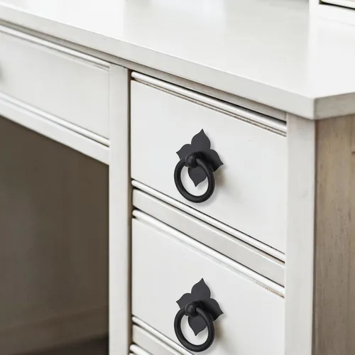 Miniatura 4 de Paquete de 4 tiradores de latón para gabinete, anillos de cajón, pomos antiguos de un solo agujero de cobre para muebles, armario, armario, caja