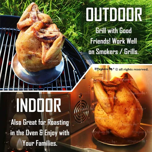 Miniatura 7 de Meykers Soporte para Latas de Cerveza para Pollo [Nueva Versión Mejorada] Pack de 2 para Parrilla, Ahumador, Horno Soporte Vertical para Pollo