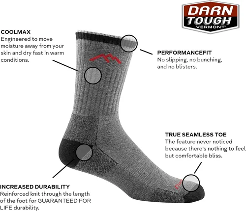 Miniatura 3 de Darn Tough Vermont Unisex Adult Coolmax Micro Crew Cushion Socks