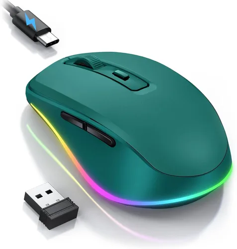 Miniatura 15 de PEIOUS Ratón Inalámbrico Jiggler - Ratones Inalámbricos LED con Mover de Ratón Integrado, Ratón Móvil Recargable para Laptop con Movimiento Azul