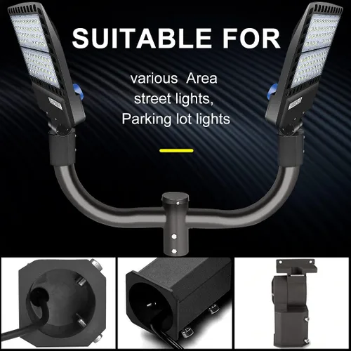 Miniatura 3 de LEDMO Soporte de doble bocina LED para estacionamiento, soporte de montaje de 180 grados, soporte de montaje de poste redondo, doble L, espigas