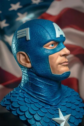 Miniatura 7 de Leyendas en 3-Dimensiones: Marvel Comics Capitán América 1: 2 Escala Busto, Multicolor