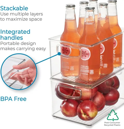 Miniatura 4 de InterDesign iDesign - Contenedor organizador de plástico para refrigerador y congelador con asas integradas, 10 x 5 x 6 pulgadas, transparente