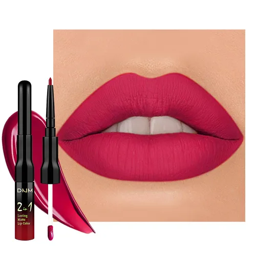 Miniatura 28 de 3 piezas 2 en 1 Set de delineador y lápiz labial líquido de color negro oscuro, púrpura y azul real para mujeres, tinte labial de larga duración, a