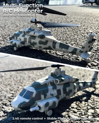 Miniatura 2 de Helicóptero RC, LM19-E Helicóptero de control remoto de 2.4 GHz con 10 misiles lanzables, luz LED, retención de altitud, despegue con una tecla