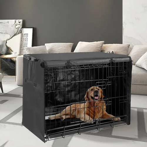 Miniatura 7 de Funda para jaula de perro de 48 pulgadas, funda grande para jaulas con 1, 2, 3 puertas, tela Oxford 600D impermeable para interiores y exteriores