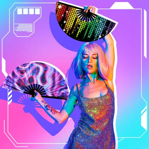 Miniatura 5 de Pinkunn 10 ventiladores plegables de mano con varillas de bambú y estuche para festivales, manualidades, rave, arco iris, para regalos de fiesta