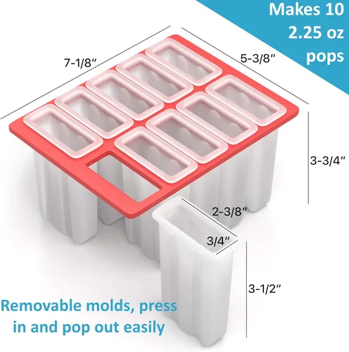 Miniatura 5 de American Ice Pop Maker – Kit de moldes para paletas congeladas – 10 moldes grandes de plástico extraíbles sin BPA + 50 varillas de madera, cepillo