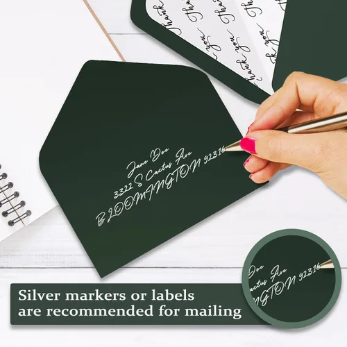 Miniatura 5 de Goefun 144 tarjetas de agradecimiento con sobres, paquete a granel de 4x6, notas en blanco verdes con diseños elegantes, perfectas para bodas, baby