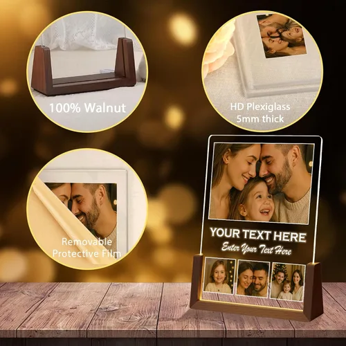 Miniatura 4 de LOUISMIAA Marcos personalizados con luz nocturna, placa decorativa, regalos personalizados para aniversario, cumpleaños, día de la madre, día