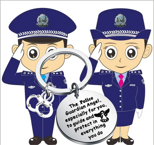 Miniatura 4 de FEELMEM Llavero de oración de policía, regalo de oficial de policía, ángel de la guarda proteger, llavero militar, regalo para marido de parte
