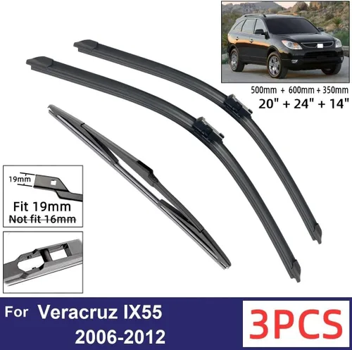 Miniatura 2 de Car Wiper Compatible with Hyundai Veracruz IX55 2006-2012 Car Front Rear Wiper Blades Soft Rubber Windscreen Wipers Auto Windshield 20"+24"+14" 2011