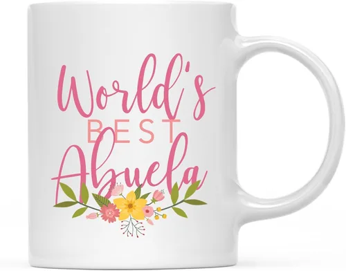 Andaz Press Taza de café de 11 oz, regalo de broma de la mejor abbuela del mundo, diseño floral, paquete de 1
