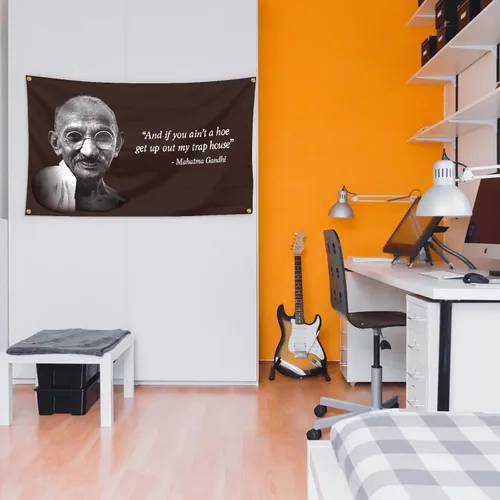 Miniatura 3 de Chief Gandhi - Bandera de 3 x 5 pies, divertido póster de pared de cueva de hombre duradero con ojales de latón. Esta hermosa bandera