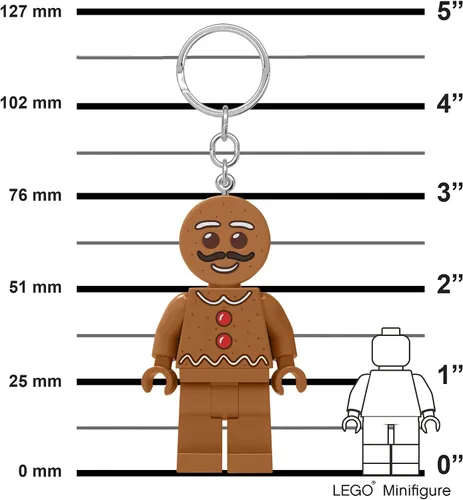 Miniatura 2 de LEGO Minifigures - Figura grande de 3 pulgadas de alto, llavero de luz - Hombre de jengibre (KE182H), Marrón